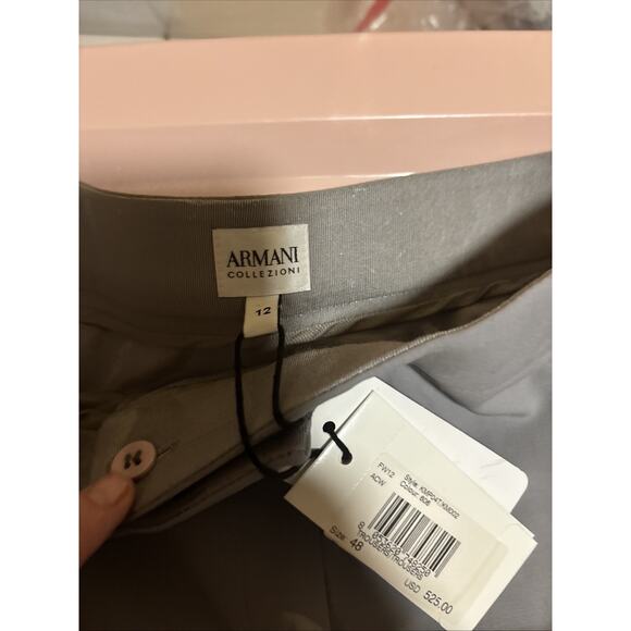 ARMANI COLLEZIONI Sz 12 Gray Straight Leg/Flat Front Dress Pants $525 - Picture 3 of 10